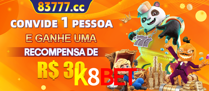 Banner institucional da K8BET sobre parceria de marcas e criação de uma marca de excelência, apresentando os mascotes de jogos populares como o Fortune Tiger.